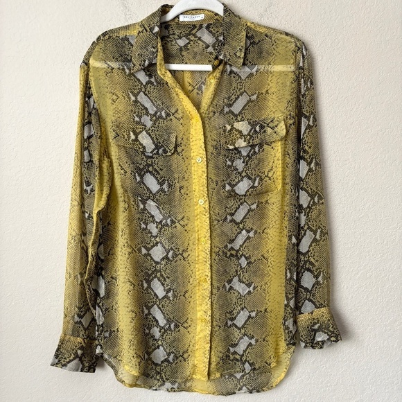Equipment Silk Snake Print Reptile Button Down Blouse Long Sleeve Top - Picture 1 of 10